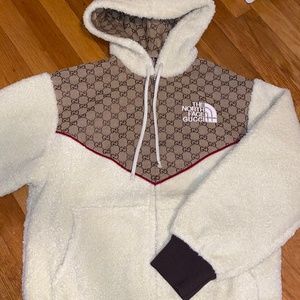 The North Face x Gucci GG canvas and shearling jac